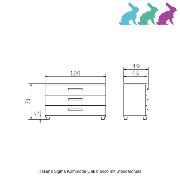 Hasena Sigma Kommode Oak-bianco