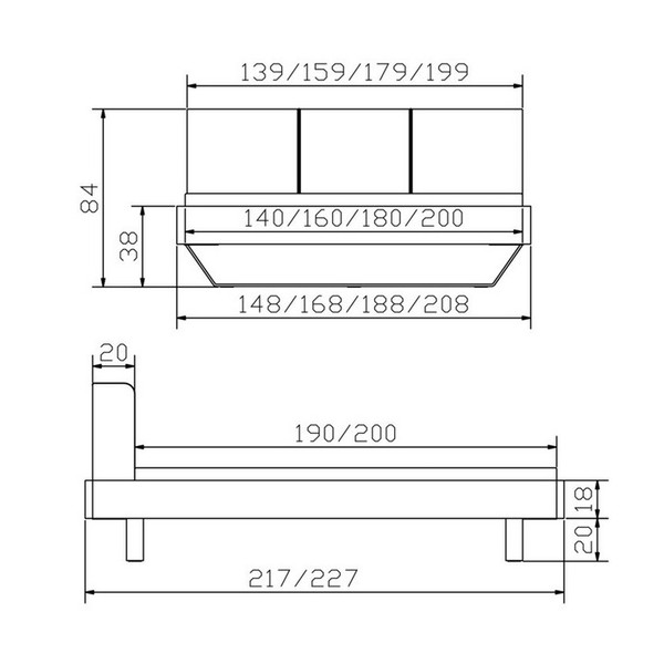 Hasena Oak-Wild Cadro 18 Slid Ceneri Bett