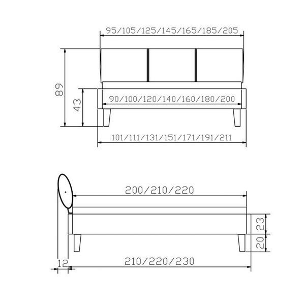 Hasena Dream-Line Ciara 23-4S Juve Elipsa Bett Echtleder