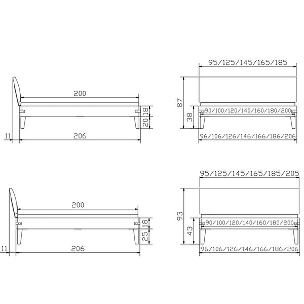 Hasena Golea Bettgestell Akazie massiv